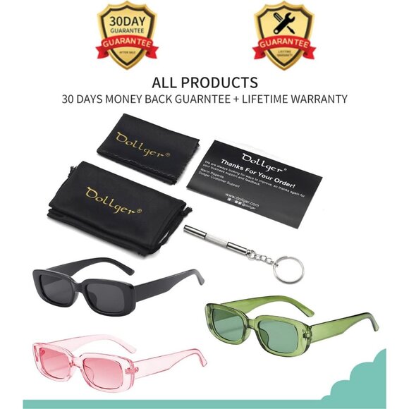 Trendy Rectangle Black Pink Sunglasses Women Men Retro Square Fashion Shades - Picture 5 of 5